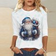 thumbnail image 6 of LiMoi Women's 3/4 Sleeve Round Neck Holiday Santa Claus Graphic Print Casual T-Shirt Tees Tshirts Tops for Christmas Season My Items, 6 of 6