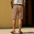 thumbnail image 4 of Dwelliawo Men's Linen Classic Gurkha Shorts Elastic Waist 9" Flat Front with Pockets Shorts Casual Travel Outfits Cotton Linen Pleat-Front Relaxed Fit Brown XL, 4 of 6