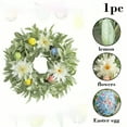 thumbnail image 5 of Spring Easter Wreath with Flocked Greenery and Decorative Eggs - 17.72 Inch Wall Mounted Holiday Door Decoration with Plush Centerpiece Ornament, 5 of 8
