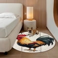 thumbnail image 2 of Retro Rooster Round Rugs for Living Room 6ft Colorful Chicken Vintage Broad Watercolor Non Slip Circle Rug Washable Low-Profile Indoor Carpet for Bedroom, Dining Room, Bathroom, 2 of 9