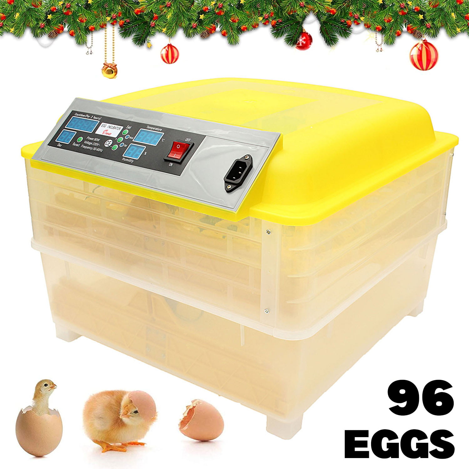96 Digital Egg Incubator Hatcher Temperature Control Automatic Egg Turning 80W 