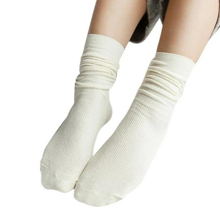 

Shulemin Girl Women Soft Knitting Socks Casual Cotton Blend Middle Tube Stockings