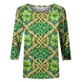 thumbnail image 4 of Mceream T-Shirt de la Saint-Patrick pour Femmes Drôle Manches 3/4 Hauts Mignons Décontractés Col Rond T-Shirts Graphiques Trèfle Imprimé Floral 2026 Hauts Chemisiers Grande Taille Vert P, 4 of 5