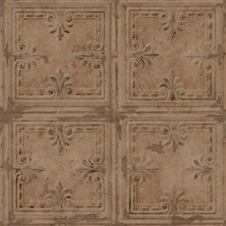 Tin Tile Wallpaper - RoomMates Copper Tin Tile Peel and Stick Wallpaper
