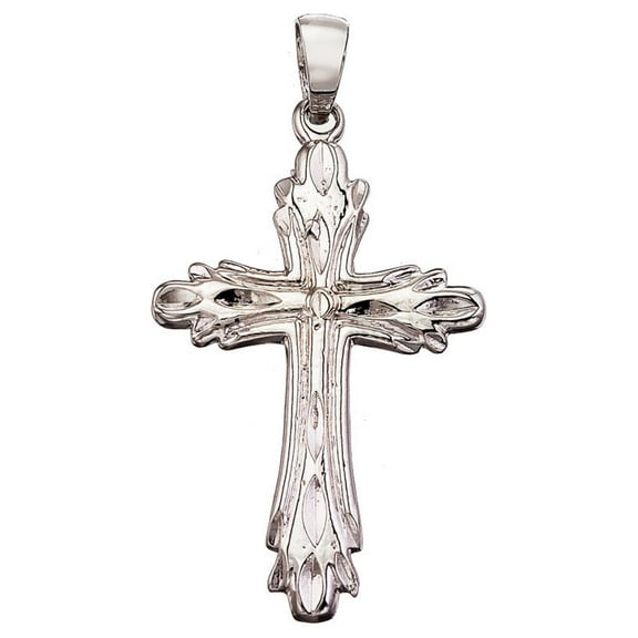 14K White Gold Large Cross Pendant