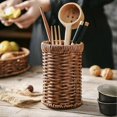 thumbnail image 3 of Hand Woven Imitation Rattan Cutlery Holder Woven Cutlery Basket Kitchen Utensils Organizer, 3 of 4