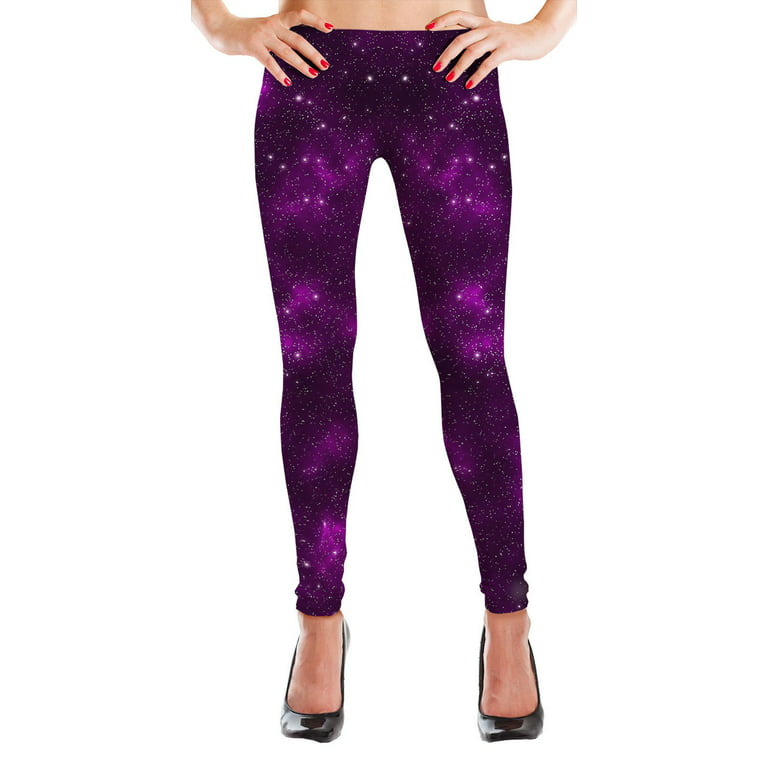 MyLeggings Buttersoft High Waistband Leggings Purple Galaxy - XL