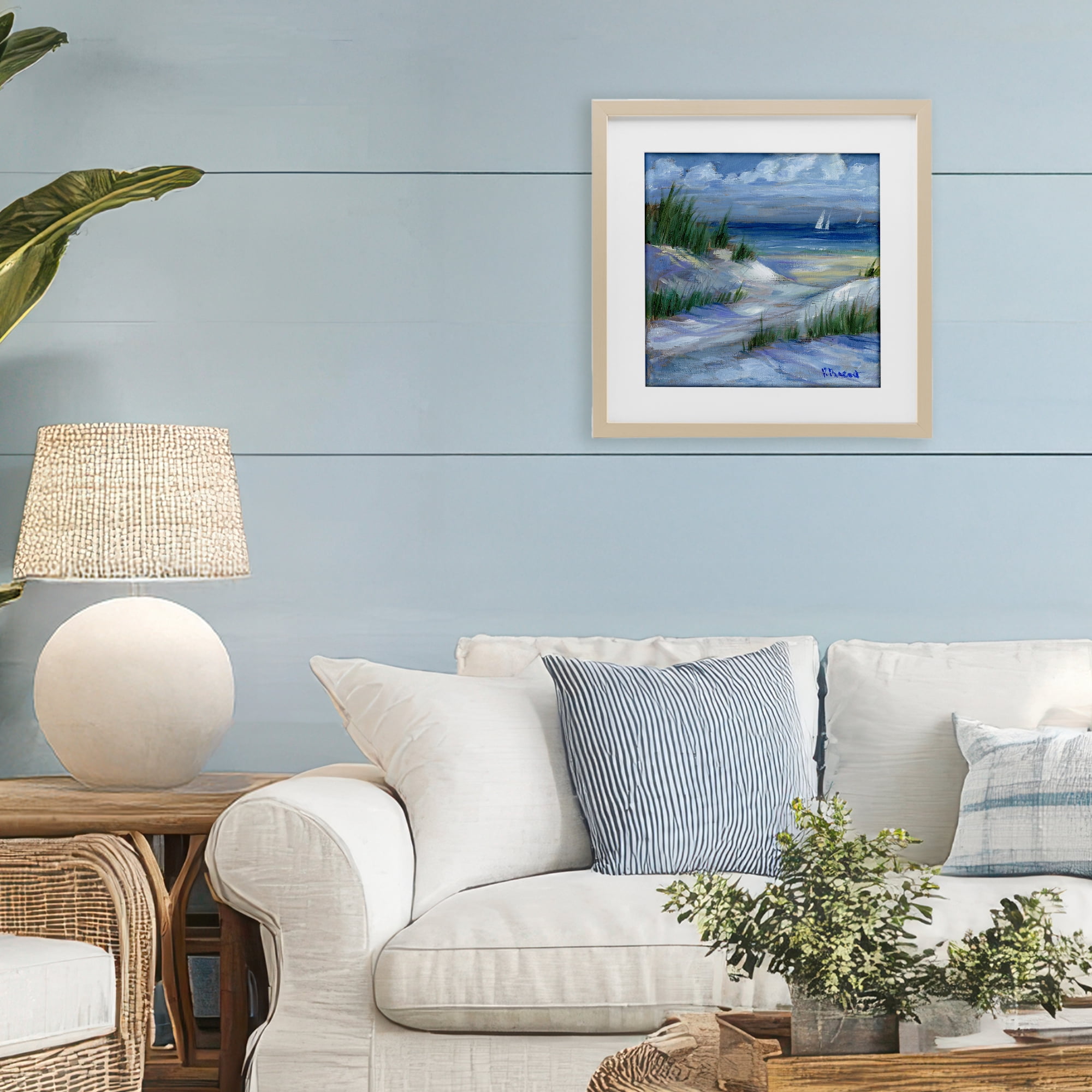 Stupell Industries Crooked Island Dunes & Sailboats Birch Framed Print Under Glass, design by Paul Brent