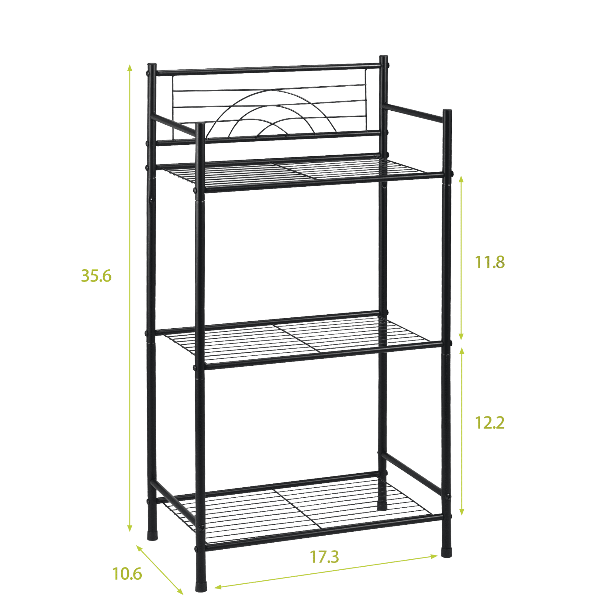 OUTMASTER 3-Tier Bathroom Shelf, Narrow Metal Floor Storage Stand for Bathroom & Kitchen