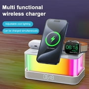 E EYAFA Multi-Function Wireless Charger with Night Light Bluetooth Speaker for iPhone/Airpods/iWatch