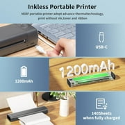 Phomemo M08F Portable Printer Wireless Thermal Printer for Travel, Support 8.5 X 11 & A4 Thermal Paper, Bluetooth Inkless Printer Compatible with Android iOS Phone & Laptop (Gray)