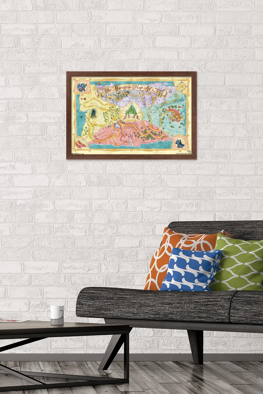 The Wizard Of Oz - Map Wall Poster, 14.725" x 22.375", Framed