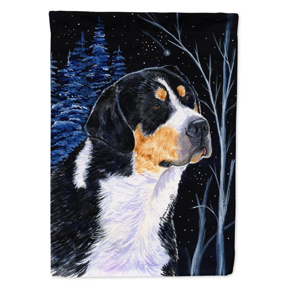 Carolines Treasures SS8393-FLAG-PARENT Starry Night Bernese Mountain Dog Flag  multicolor
