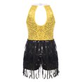 thumbnail image 2 of Sinleey Robe Justaucorps à Paillettes à Franges pour Filles, Franges, Latin, Jazz, Rumba, Salsa, Chacha, Tenue de Danse Moderne, Jaune 8, 2 of 7