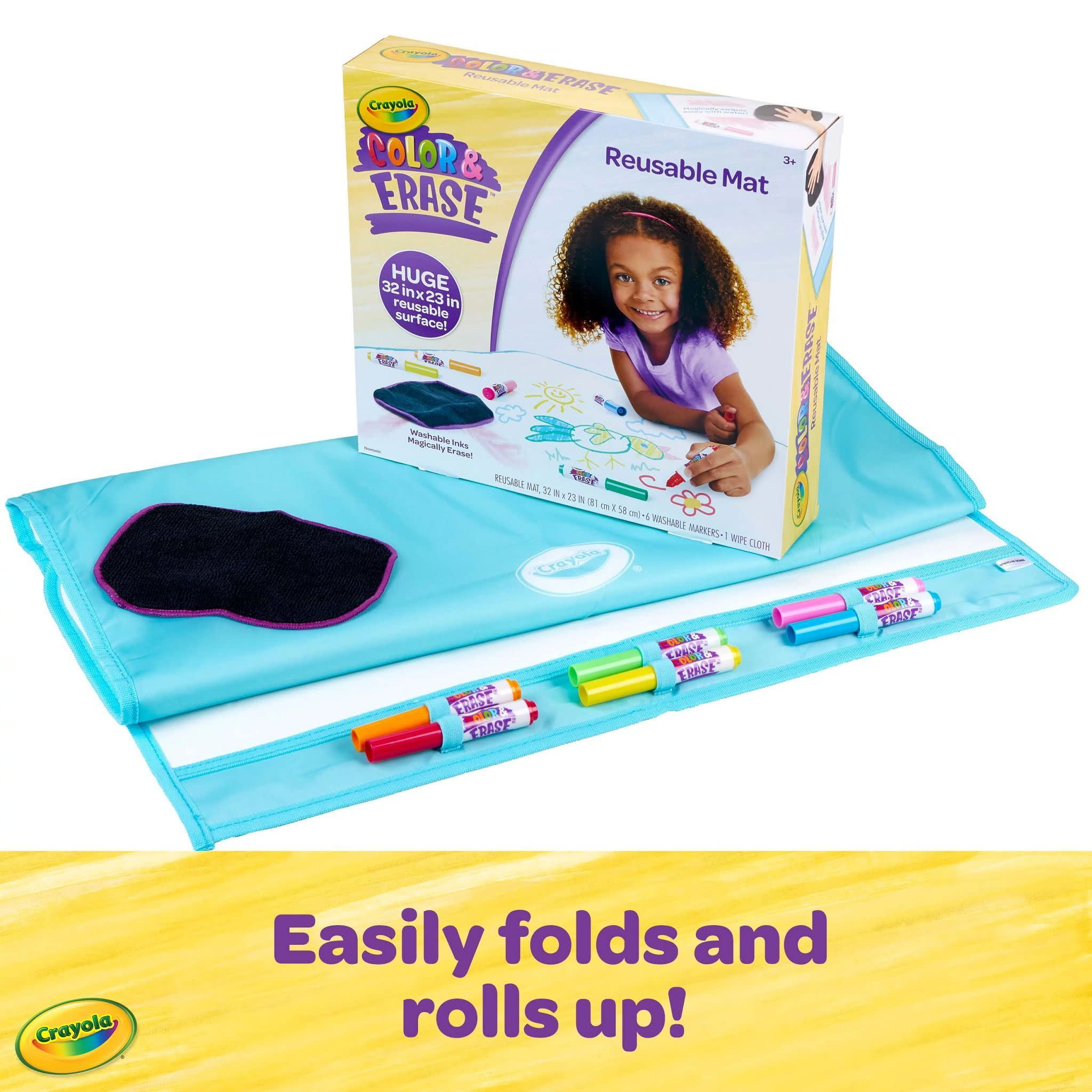 Crayola Color and Erase Mat, Travel Coloring Kit for Toddlers, Creative Play Activity, Drawing Gifts for Toddlers