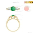 thumbnail image 4 of ANGARA Natural Classic Prong Set Round Emerald and Diamond Three Stone Ring in 14K Yellow Gold for Women (Size-6mm) | May Birthstone, Anniversary, Jewelry Gift for Women | Natural Emerald Ring, 4 of 8