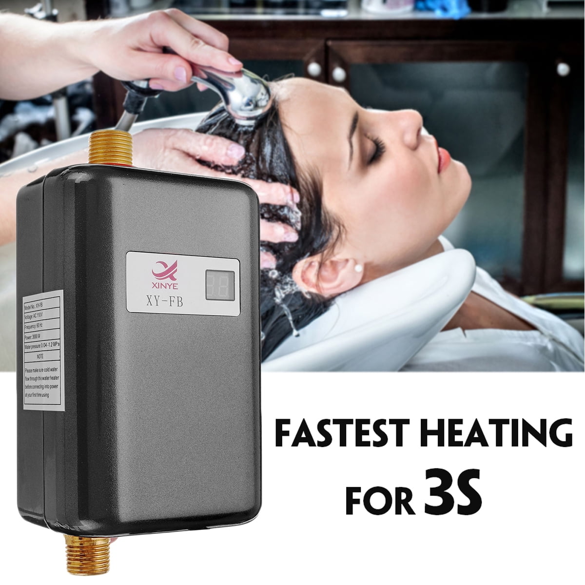 Details about / 3000W Mini Electric Tankless Water Heater 35-45℃ IPX4 Waterproof Outdoor Red