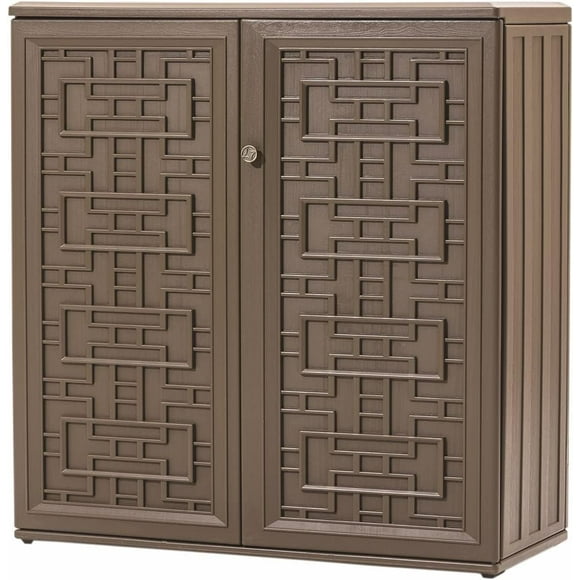 Horti Cubic Resin Storage Cabinet with 1 Shelf, 60 Gallon Indoor & Outdoor Waterproof Deck Box