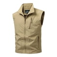 thumbnail image 2 of Stamzod Mens Vest Lightweight Windproof Zip Up Vests Outerwear with Pockets Outdoor Work Photo Golf Sleeveless Jackets Khaki XXXL, 2 of 10
