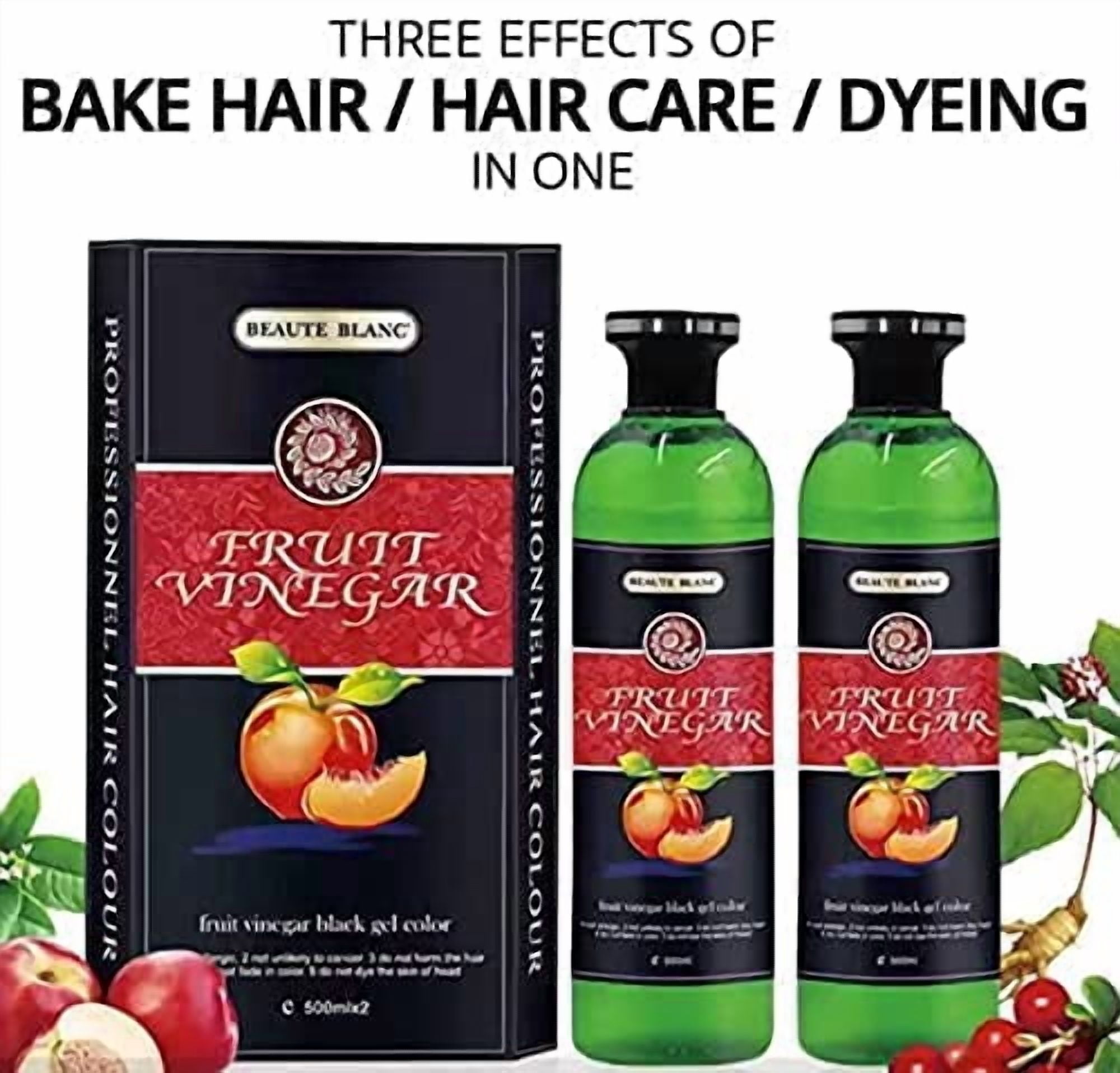 BEAUTE BLANC Fruit Vinegar Gel Hair Color Natural Hair Color Dye for Black Hair Dye (500ml x 2) - Black