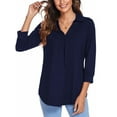 thumbnail image 6 of MAWCLOS Womens 3/4 Sleeve V Neck Shirts Lapel Tunic Tops Casual Work Tops Classic Solid Color Blouse Loose Fit, 6 of 6