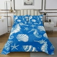 thumbnail image 1 of YST Marine Life Quilt Set King Nautical Bedspread Set For Children Blue Seahorse Starfish Shells Coverlet Set Underwater Sea Animals Bed Set, 1 of 5