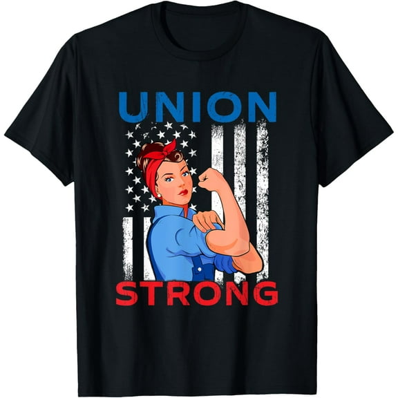 Union Strong - Labor Day Skilled Union Worker T-ShirtMen's and women's gift, black and white T-shirt, size: Extra large S-4XL