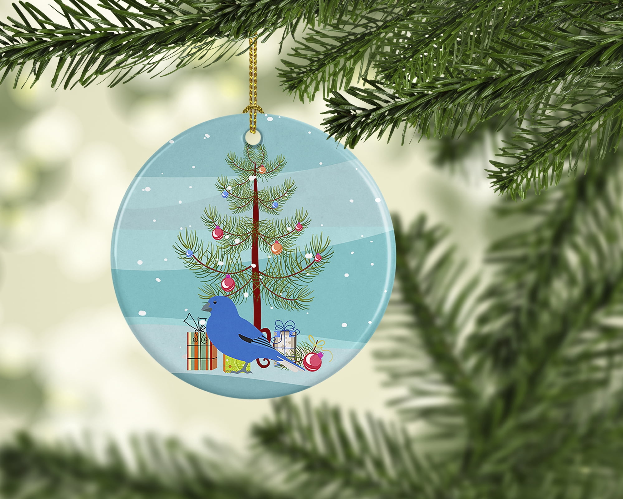 Bunting Merry Christmas Ceramic Ornament 2.8 in x 2.8 in
