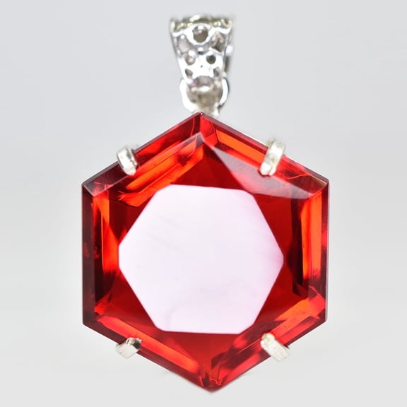 104.3 Ct Certified Lab-Created Ruby Pendant – Fancy Cut Gemstone in 925 Sterling Silver