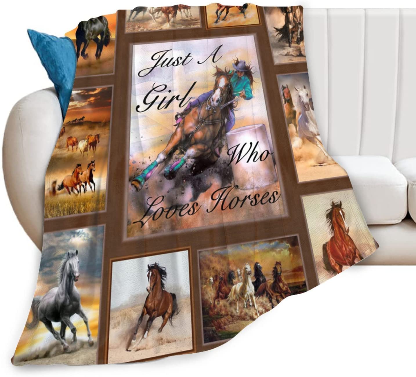 Horse Print Blanket for Girls Horse Gifts for Girls Soft Cozy Warm