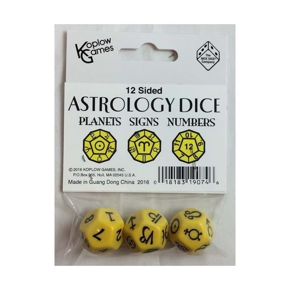 d12 Astrological Dice - Yellow (3) New