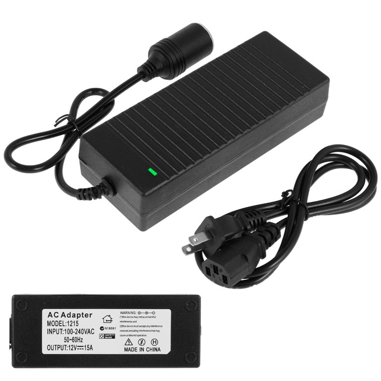 12v 15a cigarette socket power supply AC to DC Converter, 15A/180W/7.64ft 110V to Converter with Cooling Fan, Car Lighter AC/DC Adapter for Inflator, Car Vacuum Cleaner, Car Refrigerator, etc Universal 12V Vehicle Compatibility Fits all 12V systems in cars CUZEC Heavy-Duty 15A Male Plug
