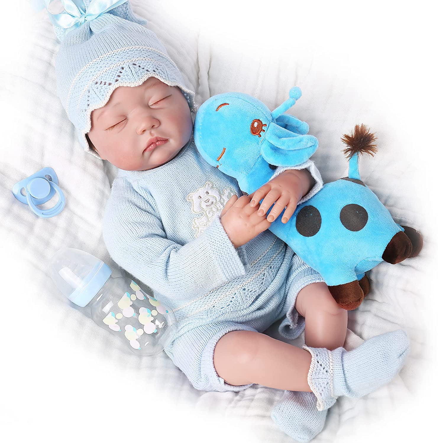 22'' Full Body Silicone Reborn Baby Realistic Sleeping Boy Newborn Doll Toy Gift 