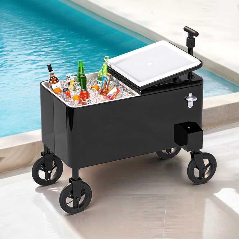 Uforic 80 Quart Patio Rolling Cooler Cart with 360° Swivel Wheels