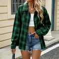 thumbnail image 2 of Flannel Shirts FOR Women Shacket Long Sleeve Button Down Ladies Clothing,Green,L, 2 of 8