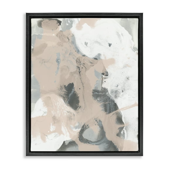 Stupell Industries Beige & Grey Splash Abstract Painting Black Floater Framed Canvas Art Print Wall Art, 17 x 21