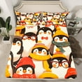 thumbnail image 2 of Manfei Cartoon Animal Lover Twin Sheet Sets, Winter Antarctic Penguin Twin Fitted Sheet, Kawaii Wildlife Flat Sheet, Lightweight Room Decor, 3-Piece, 2 of 7