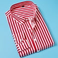 thumbnail image 4 of Minnieouse Rojo Amplias ocasiones aplicables Hombres Otoño Manga larga Formal Camisa de negocios roja Camisa a rayas clásico Camisetas rojo 3XL, 4 of 6