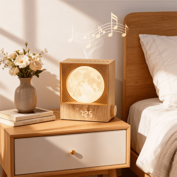 Rotating Moon Sunrise Alarm Clock with Wake Up Light & Sleep Aid