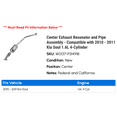 thumbnail image 2 of Center Exhaust Resonator and Line Assembly - Compatible with 2010 - 2011 Kia Soul 1.6L 4-Cylinder, 2 of 2