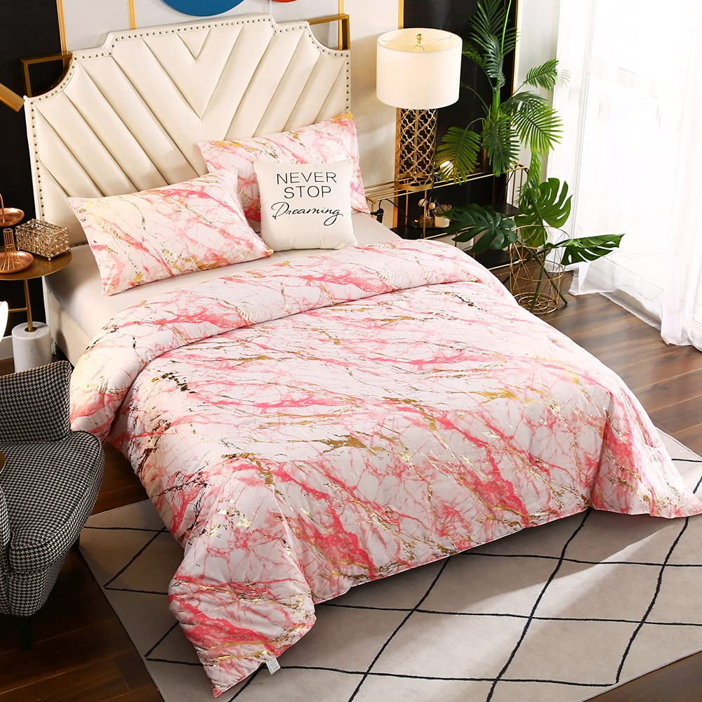 Gold Metallic Marble Comforter Sets Gold Metallic Bedding Sets for All Seasons Gold Foil Print