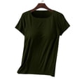 thumbnail image 2 of yillto Womens Plus Size Summer Tops Casual Crew Neck Short Sleeve Shirts Solid Color Slim Blouse with Bra, 2 of 6