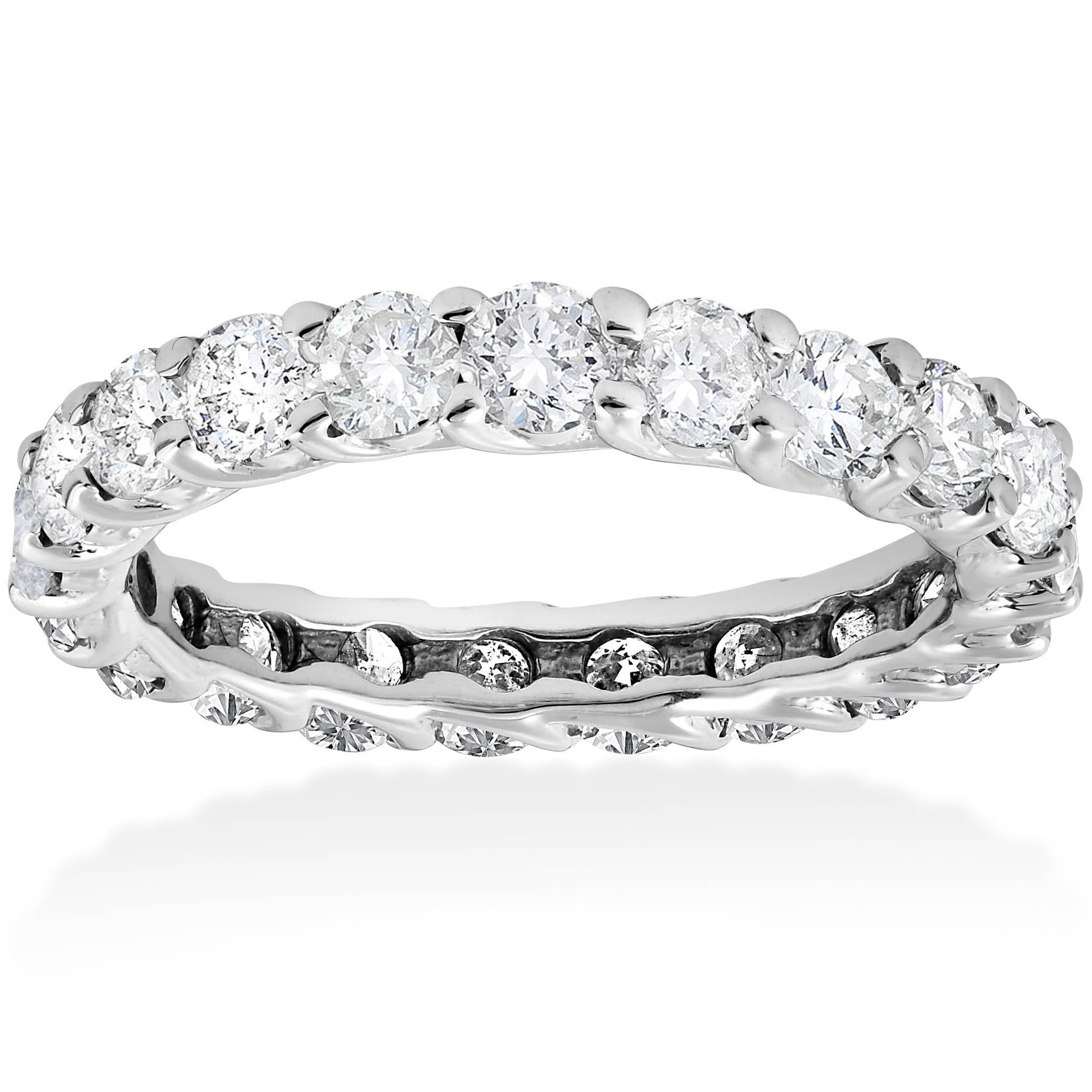 1.00 Ct 14K Real White Gold Round Eternity Endless Wedding Anniversary Ring Band 