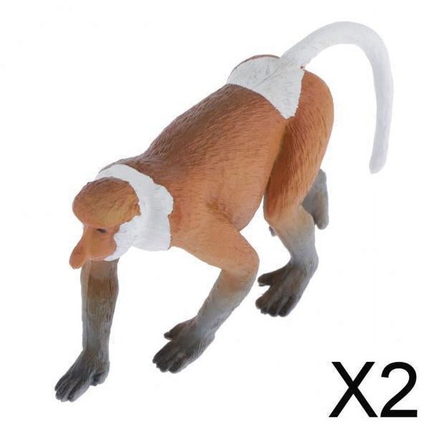 6 Figuras de Animales de Plástico de Simulación, Juguetes Educativos para Niños, Mono 2 piezas