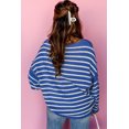 thumbnail image 3 of Women's Sky Blue Stripe Drop Shoulder Casual Sweater, 3 of 11
