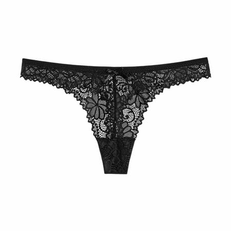 

Efsteb Lace Thongs for Women Sexy Low Waist Briefs Lingerie Breathable Underwear Ropa Interior Mujer G Thong Sexy Comfy Panties Transparent Ladies Lace Hollow Out Underwear Black