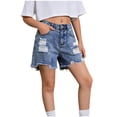 thumbnail image 2 of EYWGYA Girls Distressed Denim Shorts, Solid Color Washed Ripped Frayed Hem Shorts, High Waist Trendy Fitting for Summer Fashion Size 4-14 Years, 2 of 6