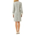 thumbnail image 3 of INSPIRE CHIC Women's Tweed Dress Contrast Cuffs Long Sleeve Knee Length Semi-Formal Dress S White Black, 3 of 5