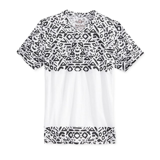 American Rag - Camiseta básica con estampado geométrico para hombre, color blanco, talla mediana American Rag Camiseta básica