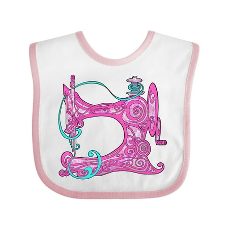 

Inktastic Stylized VIntage Sewing Machine in Pink Gift Baby Boy or Baby Girl Bib